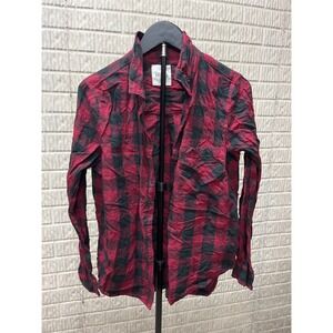 Mudd Womens Long Sleeve Red Black Buffalo Plaid Button Up Shirt‎ Size L